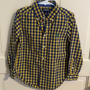 Navy / yellow button down shirt